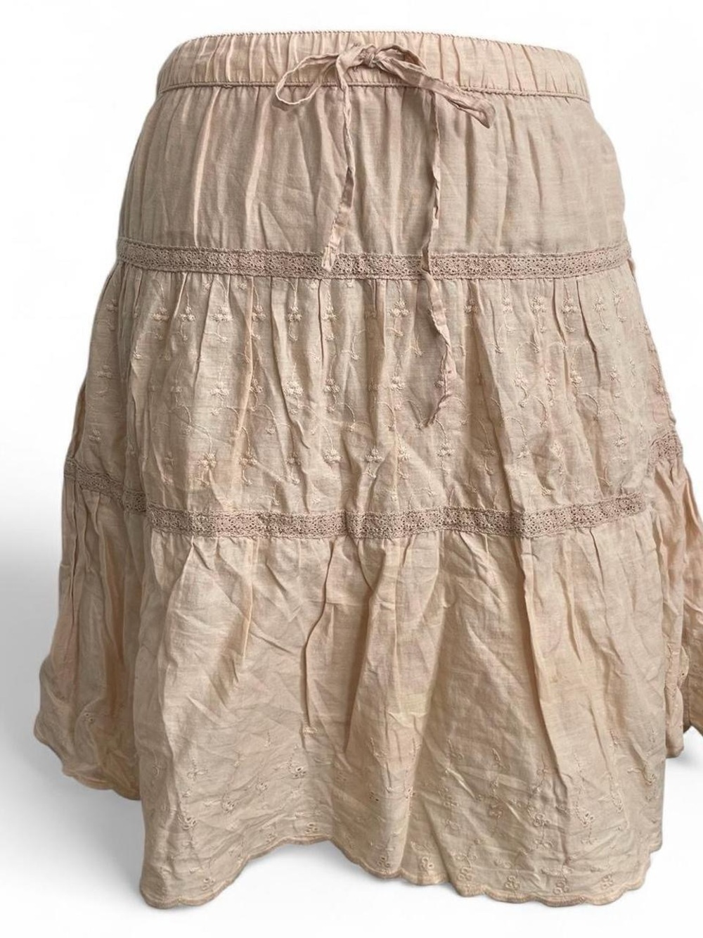 Beige Fairycore Whimsical Mini Skirt